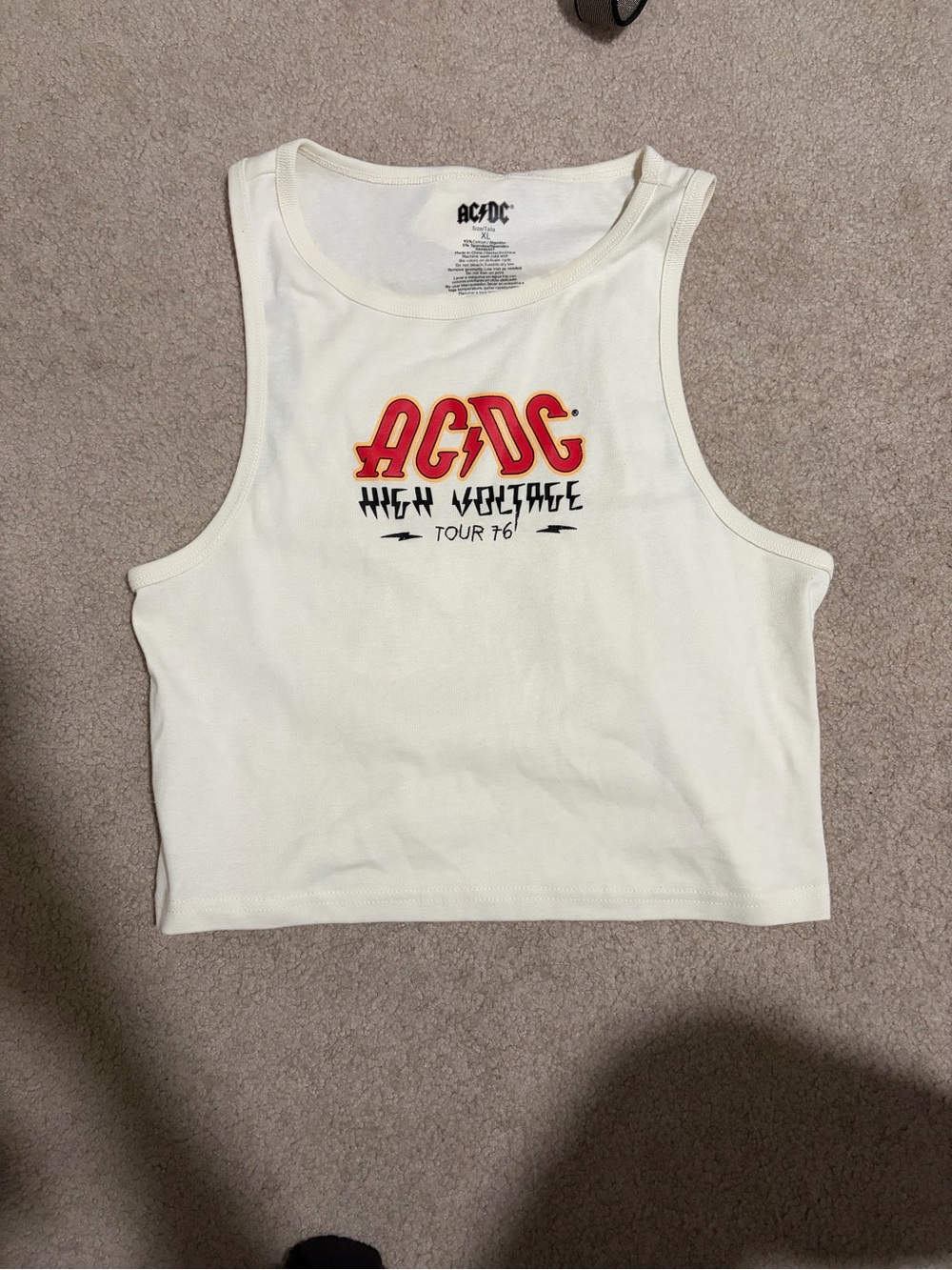 AC/DC White Tank with Red and Yellow Graphic - Picture 1 of 2